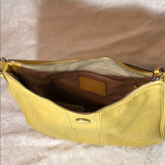 Coach Yellow Leather 2-Way Shoulder Purse - Picture 6 of 8